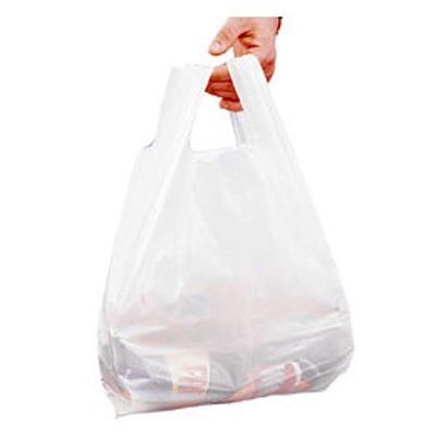 Strong White Vest Style Plastic Carrier Bag (11x17x21")